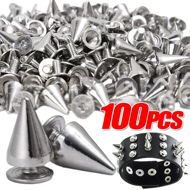 10/100Pcs Round Cone Spikes Metal Screwback Studs DIY Handcraft Cool Punk  Garment Rivets Decoration for Clothes Shoes Leather - AliExpress